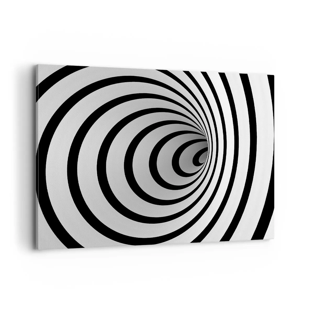 Impression sur toile - Image sur toile - Une spirale noire et blanche créant un effet hypnotique - 120x80cm - Tu ne peux pas y résister aussi ? - Décoration murale moderne pour le salon et la chambre ARTTOR