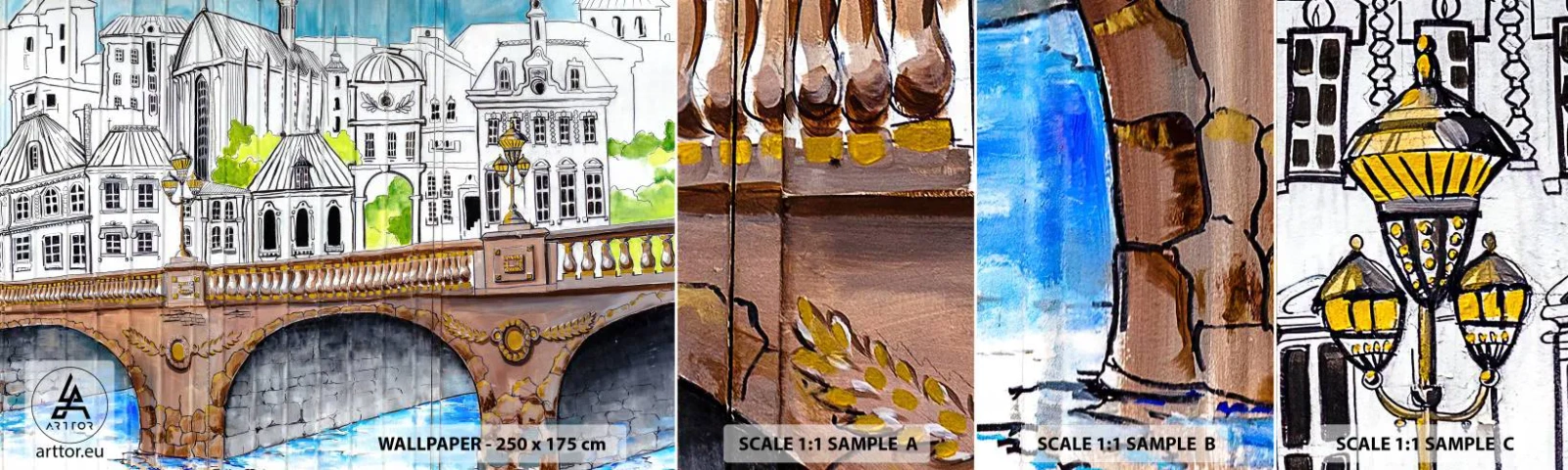 Échantillon De Papier Peint Standard Eco - Une ville comme peinte - Graffiti, France, Architecture - 100x30 cm