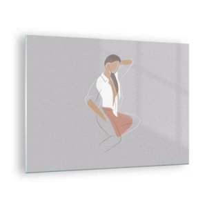 Impression sur verre - Image sur verre - Silhouette de femme dans un style minimaliste - 70x50cm - Contour gracieux - Décoration murale moderne pour le salon et la chambre ARTTOR