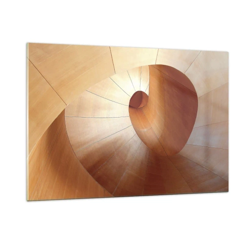 Impression sur verre - Image sur verre - Structure architecturale en spirale en bois aux couleurs chaudes - 120x80cm - Serpentin architectural - Décoration murale moderne pour le salon et la chambre ARTTOR