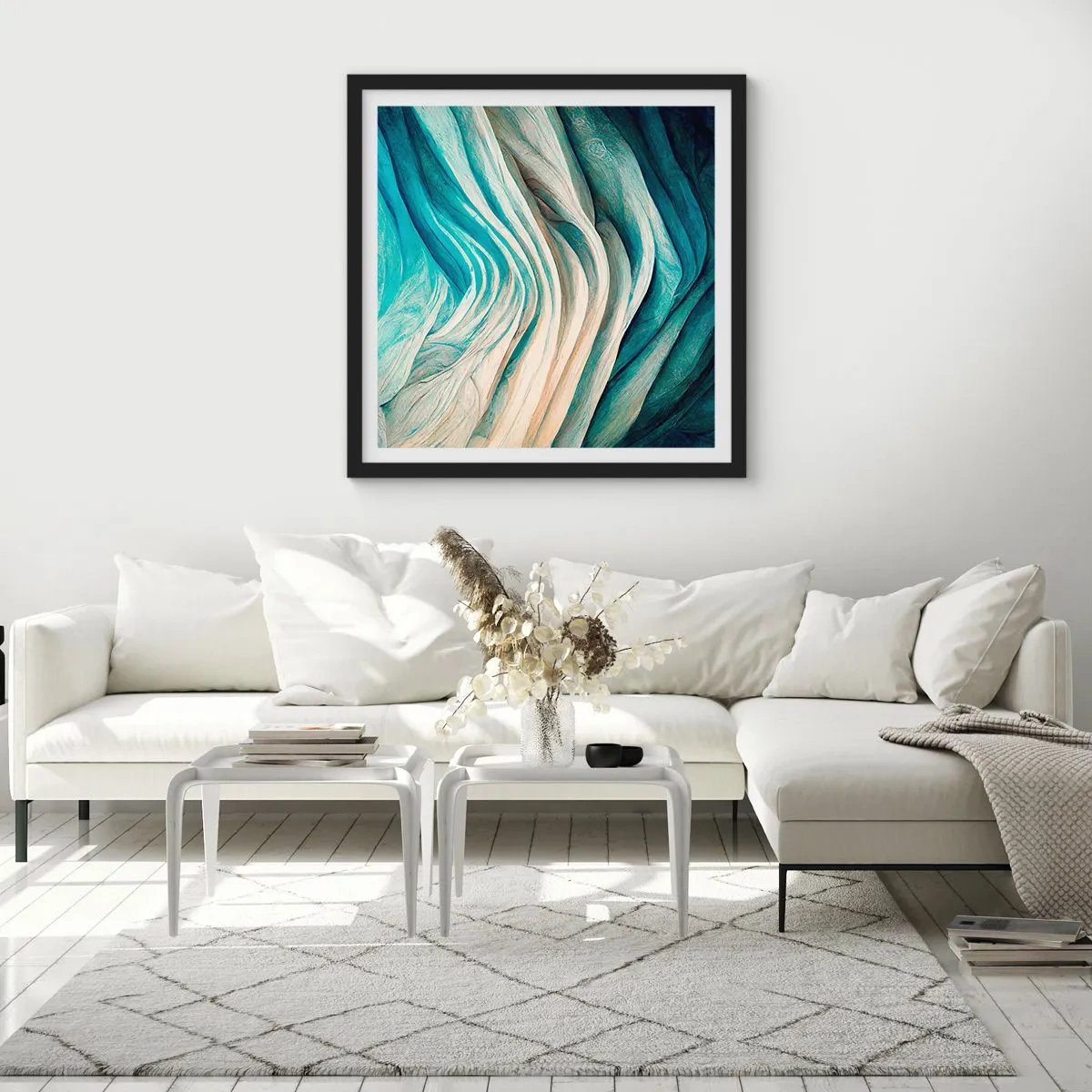 Affiche dans un cadre noir - Poster - Insatiabilité bleue - 50x50 cm