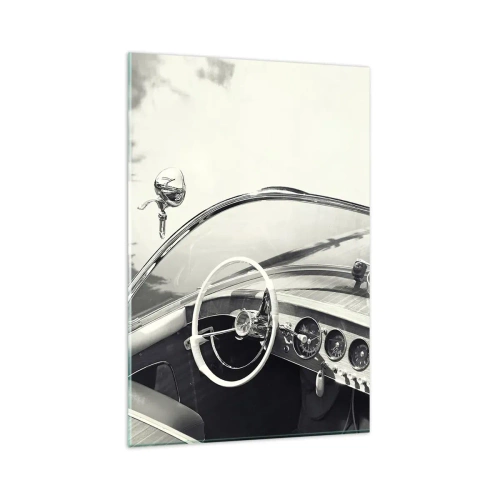 Impression sur verre - Image sur verre - Intérieur de voiture classique de style monochrome - 80x120cm - Temps pour riche - Décoration murale moderne pour le salon et la chambre ARTTOR