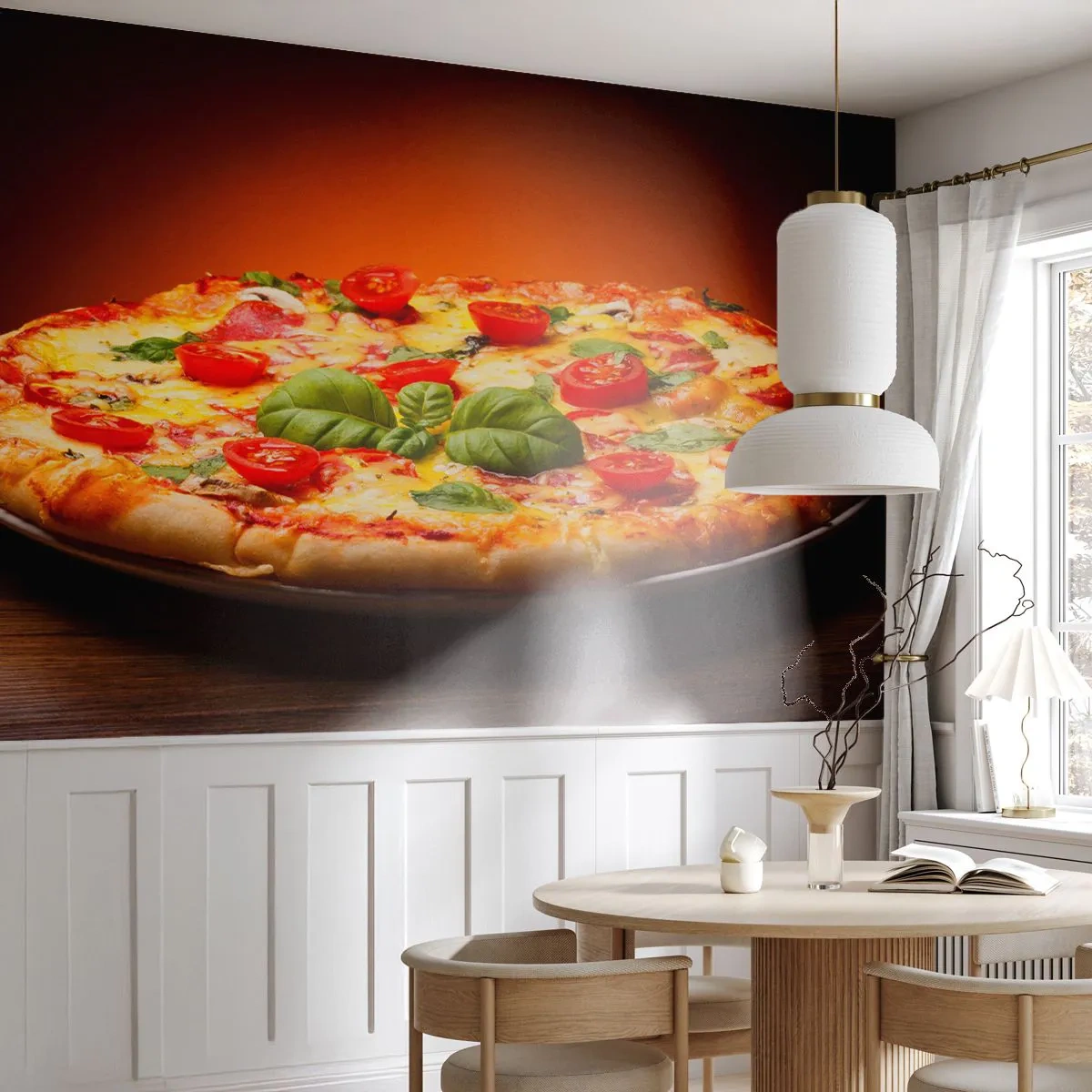 Papier Peint Photo Premium Sand - Mamma mia! - La gastronomie, Pizza, Italie - 300x210 cm