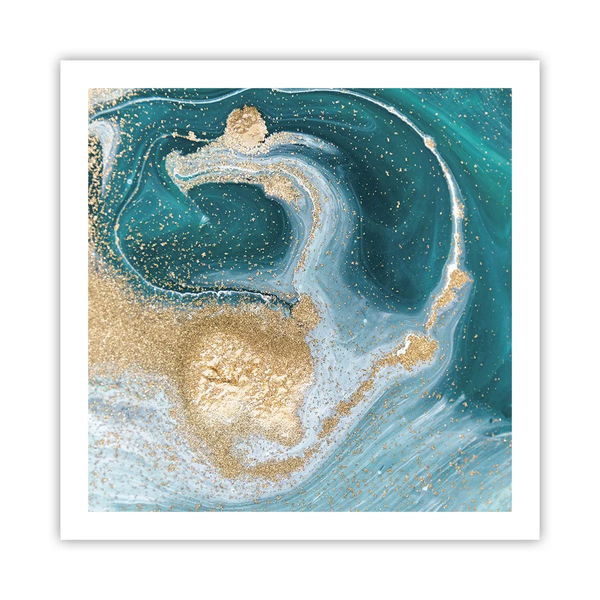 Affiche - Poster - Tourbillon d'or et de turquoise - 60x60 cm