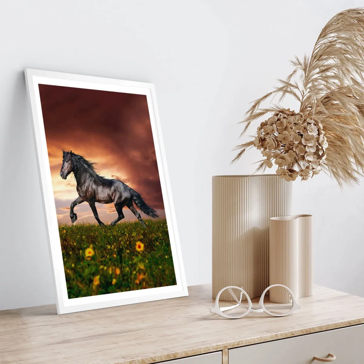 Affiche dans un cadre blanc - Poster - Livres noirs - 50x70 cm