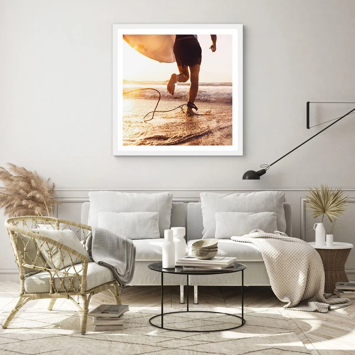 Affiche dans un cadre blanc - Poster - A la rencontre des vagues - 30x30 cm