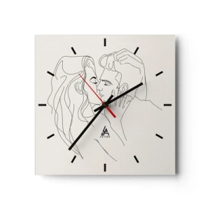 Horloge murale - Pendule murale - Une illustration minimaliste d'un couple dans une étreinte amoureuse - 30x30cm - Enlacé de sentiment - Décoration murale moderne pour le salon et la chambre ARTTOR