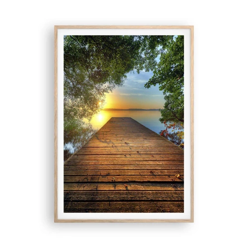 Affiche dans un chêne clair - Poster - Prenez votre temps, asseyez-vous - 70x100 cm