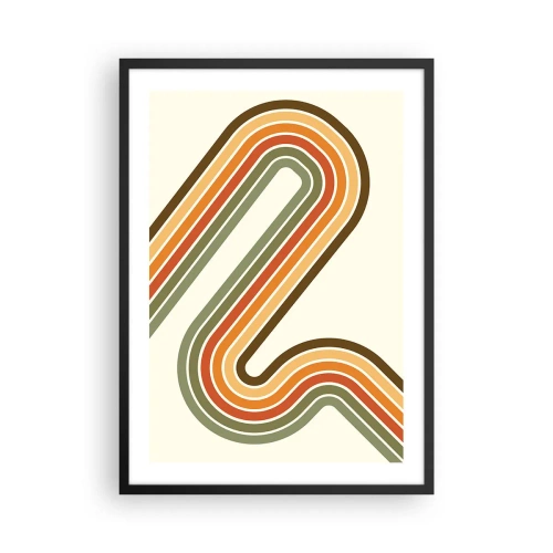 Affiche dans un cadre noir - Poster - Lignes colorées dans un style rétro - 50x70cm - En zig zag vers le but - Décoration murale moderne pour le salon et la chambre ARTTOR