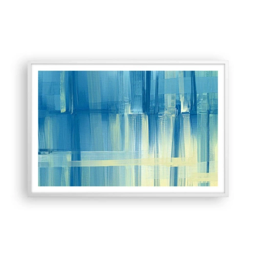 Affiche dans un cadre blanc - Poster - Composition en turquoise - 91x61 cm