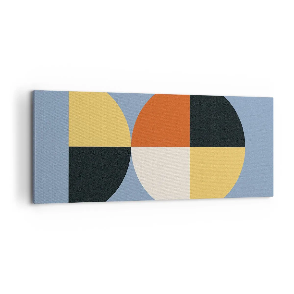 Impression sur toile - Image sur toile - Cercles géométriques sur fond bleu - 120x50cm - Regarde et compte - Décoration murale moderne pour le salon et la chambre ARTTOR