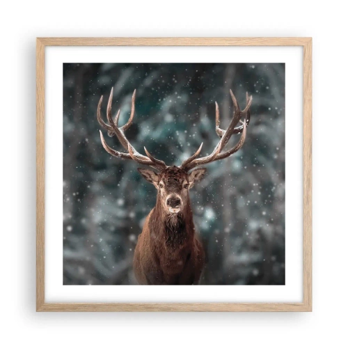 Affiche dans un chêne clair - Poster - Roi de la forêt couronné - 50x50 cm