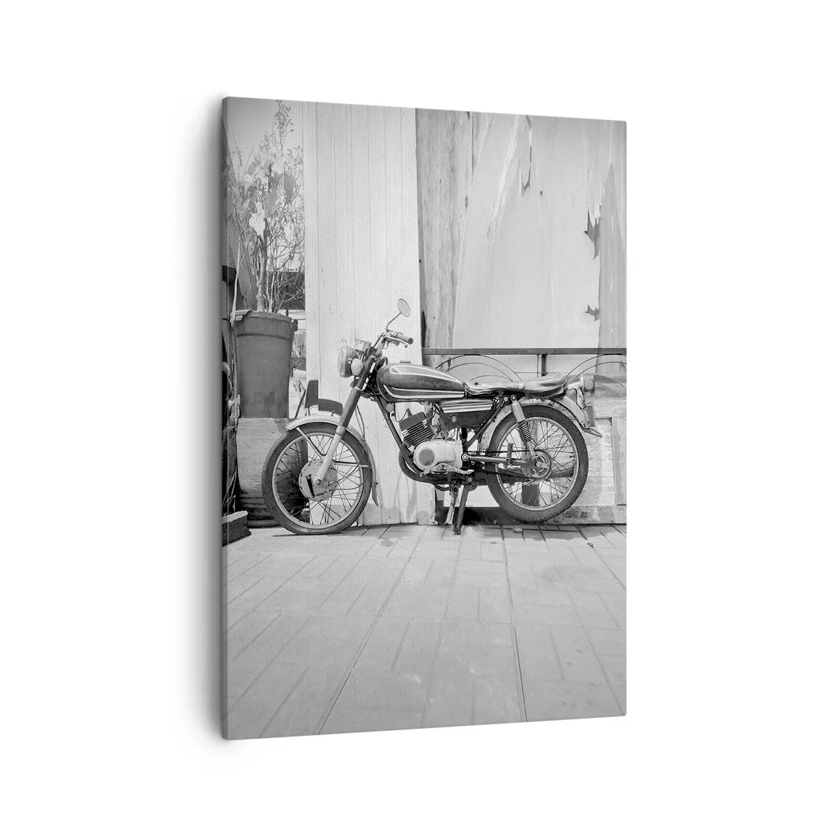 Impression sur toile - Image sur toile - Photo en noir et blanc d'une moto classique - 50x70cm - Classique au dessus de tout - Décoration murale moderne pour le salon et la chambre ARTTOR