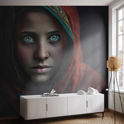 Papier Peint Photo Premium Sand - Princesse orientale - Fille, Portrait, Pakistan - 400x280 cm