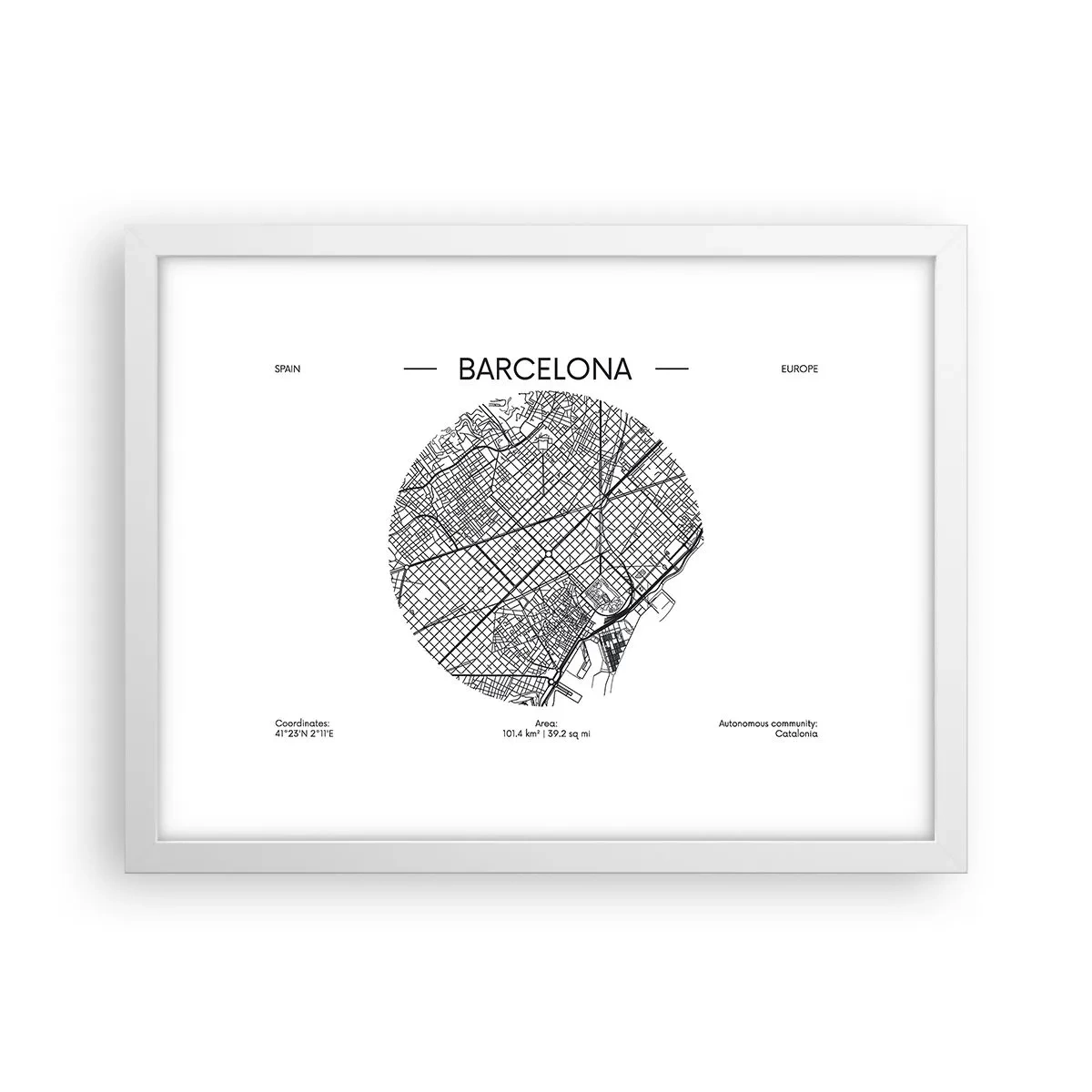Affiche dans un cadre blanc - Poster - Anatomie de Barcelone - 40x30 cm