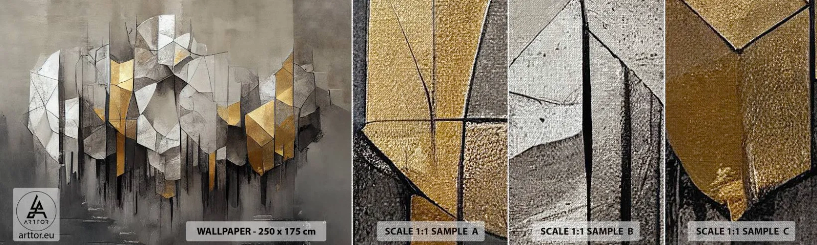 Échantillon de Papier Peint Premium Canvas - Composition de glace et de lumière - Abstraction, Morceau, Art Déco - 100x30 cm