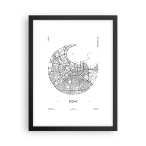 Affiche dans un cadre noir - Poster - Anatomie de Doha - 30x40 cm