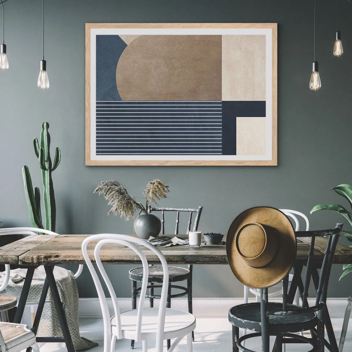 Affiche dans un chêne clair - Poster - Composition simple et en rondeur - 100x70 cm