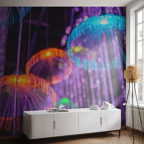 Papier Peint Autocollant Deluxe Sticker - Fontaine lumineuse - Néon, Lumières, Luminance - 100x70 cm