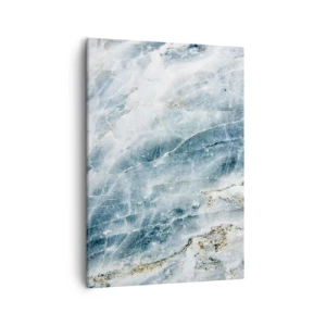 Impression sur toile - Image sur toile - Texture de marbre dans des tons de bleu et de blanc - 50x70cm - Monde de glace - Décoration murale moderne pour le salon et la chambre ARTTOR