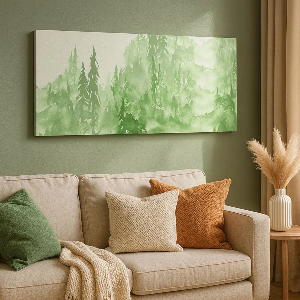 Impression sur toile - Image sur toile - Flou de brouillard vert - 100x40 cm