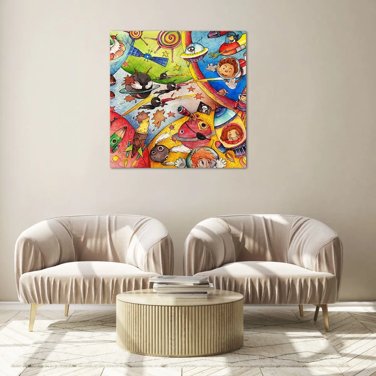 Impression sur verre - Image sur verre - Grande aventure spatiale - 30x30 cm