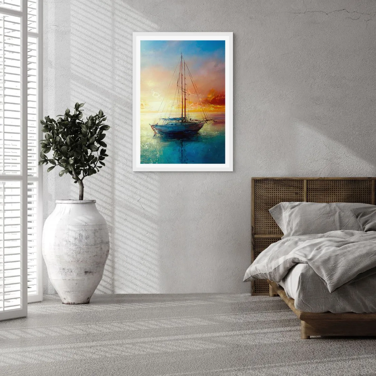 Affiche dans un cadre blanc - Poster - Dans une baie dorée - 40x50 cm