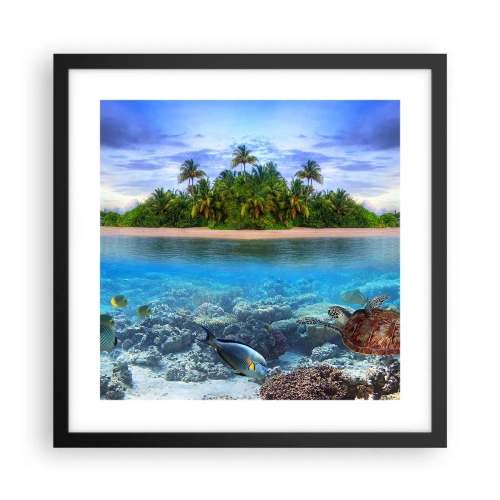 Affiche dans un cadre noir - Poster - L'île céleste vous invite - 40x40 cm