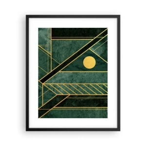 Affiche dans un cadre noir - Poster - Dynamique or et azur - 40x50 cm