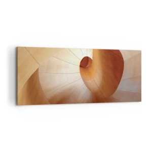 Impression sur toile - Image sur toile - Spirale abstraite dans les tons bois et marron clair - 120x50cm - Serpentin architectural - Décoration murale moderne pour le salon et la chambre ARTTOR