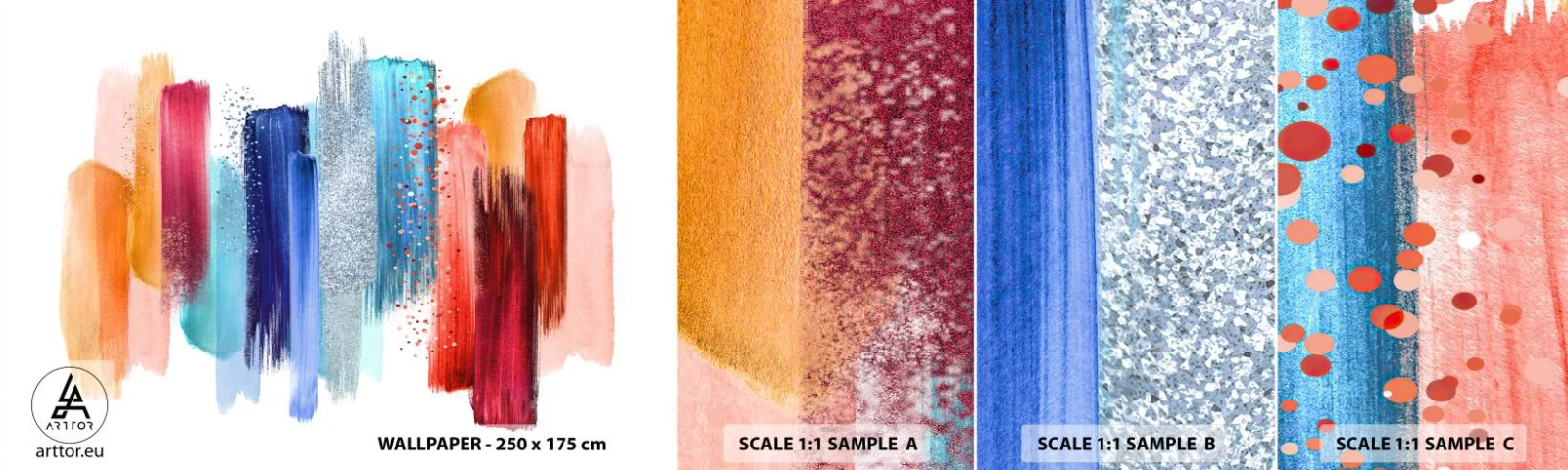 Échantillon de Papier Peint Autocollant Deluxe Sticker - En haut et en bas - Abstraction, Morceau, Art moderne - 100x30 cm