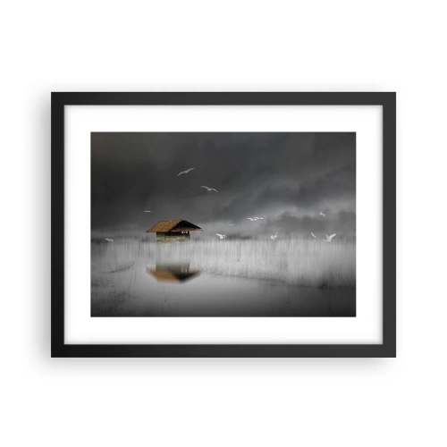 Affiche dans un cadre noir - Poster - A l'abri de la pluie - 40x30 cm