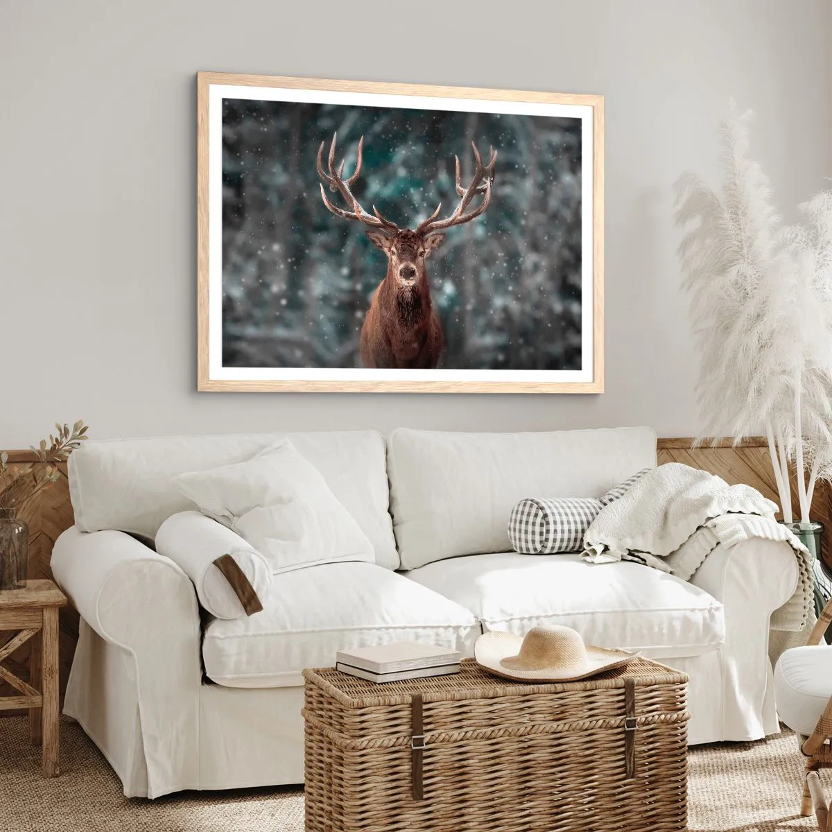 Affiche dans un chêne clair - Poster - Roi de la forêt couronné - 40x30 cm