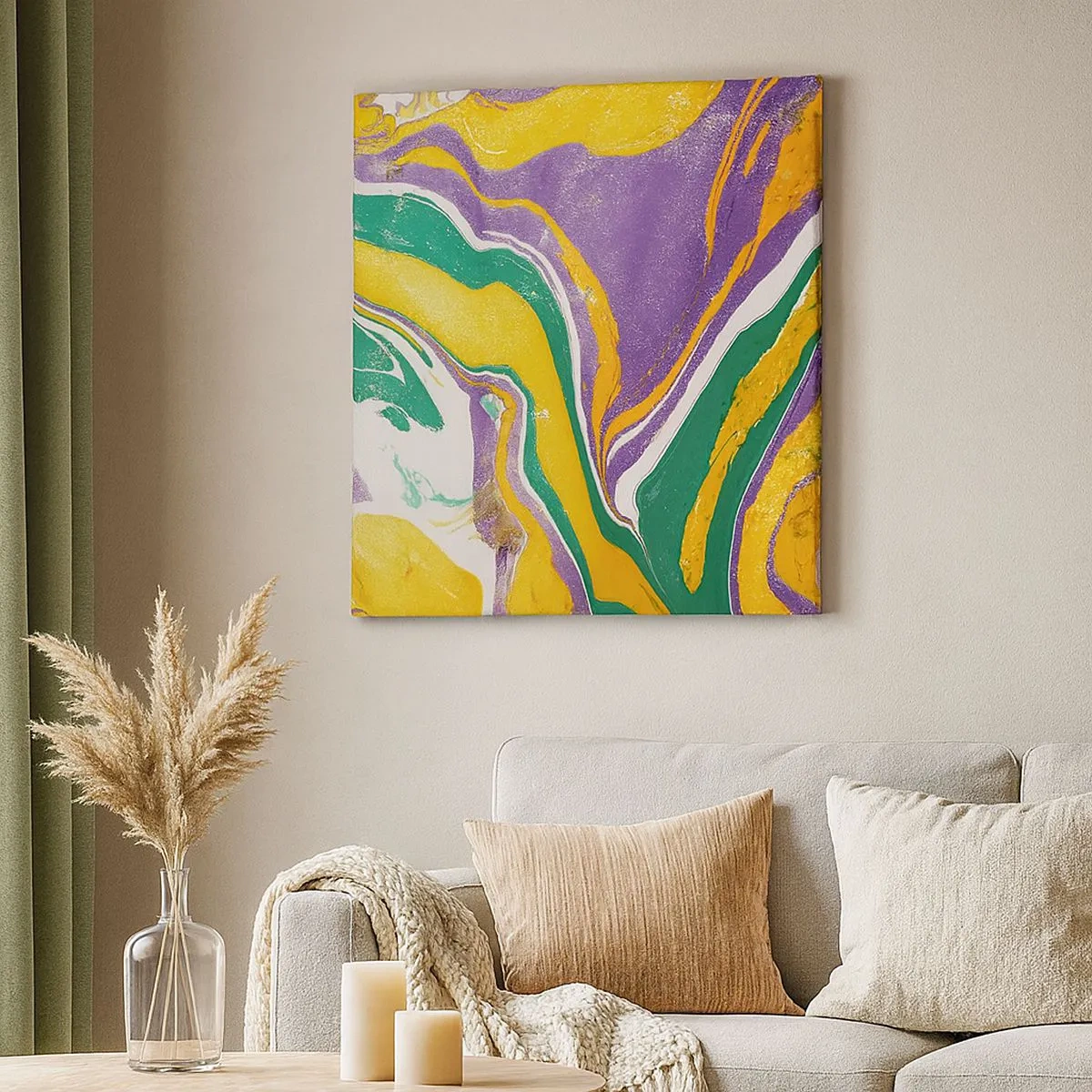 Impression sur toile - Image sur toile - Ondes de couleur - 30x30 cm