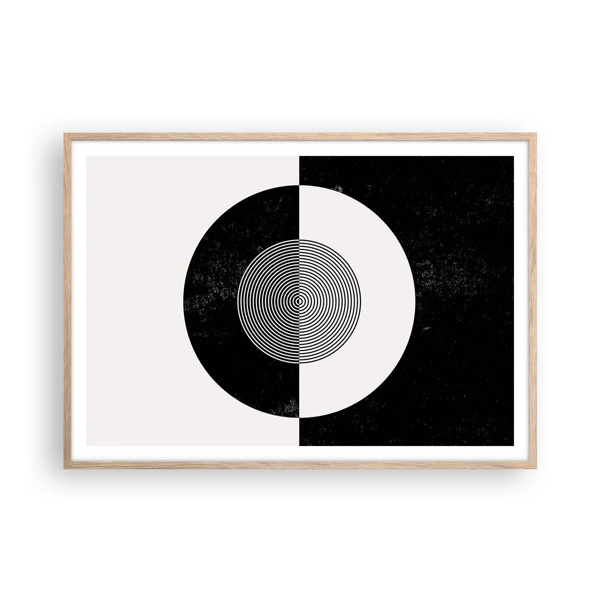 Affiche dans un chêne clair - Poster - Harmonie de noir et blanc - 100x70 cm