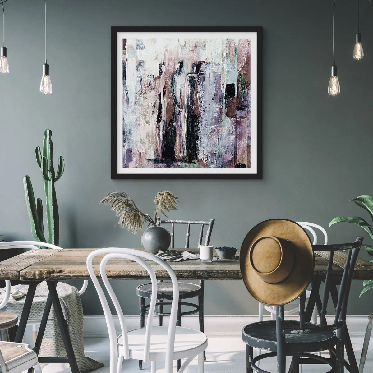 Affiche dans un cadre noir - Poster - Les trois mystérieux - 60x60 cm