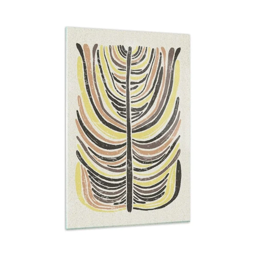 Impression sur verre - Image sur verre - Motif de feuille abstrait dans des tons terreux - 80x120cm - Abstraction pleine de vie - Décoration murale moderne pour le salon et la chambre ARTTOR