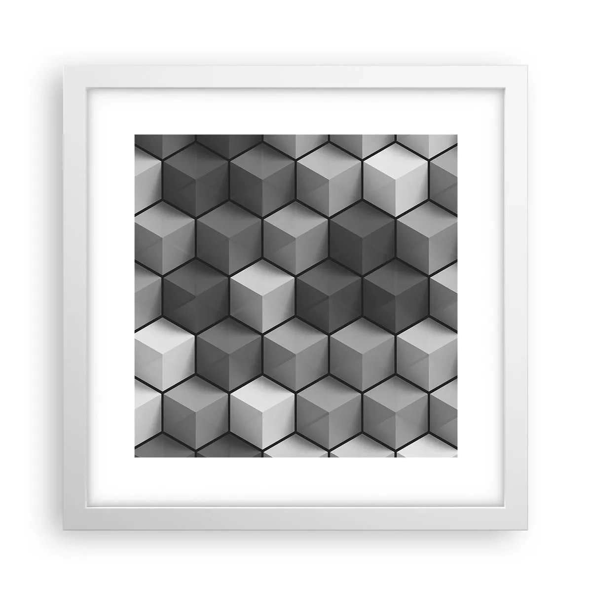 Affiche dans un cadre blanc - Poster - Puzzle cubiste - 30x30 cm