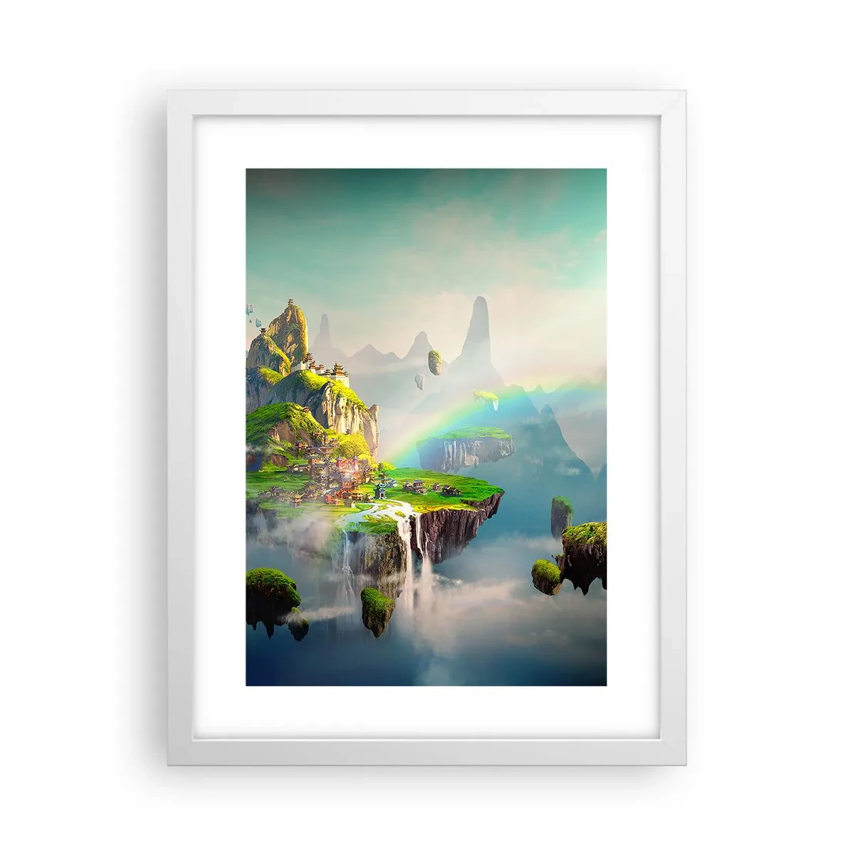 Affiche dans un cadre blanc - Poster - Au milieu des cieux - îles du bonheur - 30x40 cm