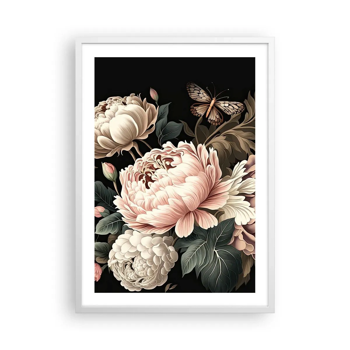 Affiche dans un cadre blanc - Poster - De style baroque - 50x70 cm
