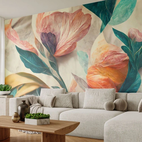 Papier Peint Photo Premium Canvas - Fleurs des îles du sud - Fleurs, Ancien, Botanique - 450x315 cm