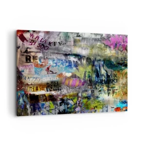 Impression sur toile - Image sur toile - Collage abstrait avec texte et couleurs variées - 120x80cm - Collage de souvenirs - Décoration murale moderne pour le salon et la chambre ARTTOR