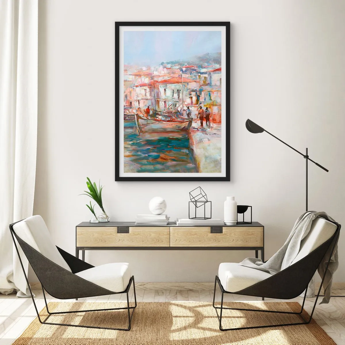 Affiche dans un cadre noir - Poster - Vacances pastelles - 40x50 cm