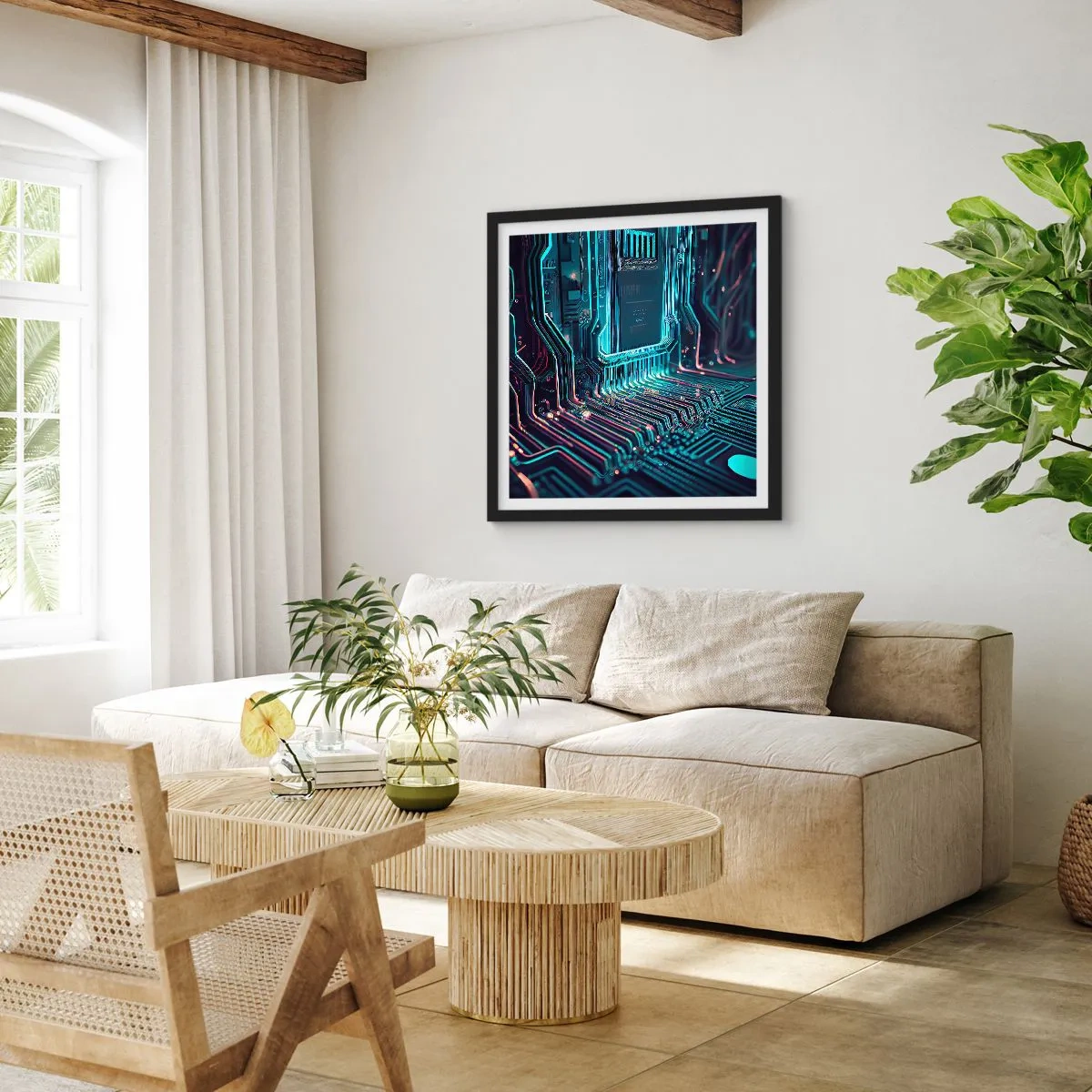 Affiche dans un cadre noir - Poster - Je pense comme ça… - 30x30 cm