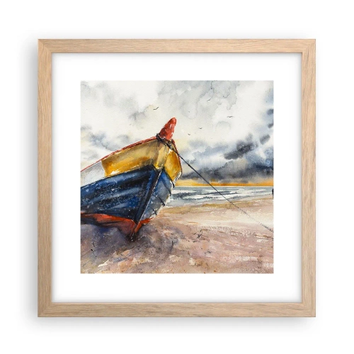 Affiche dans un chêne clair - Poster - Repos sur le rivage - 30x30 cm