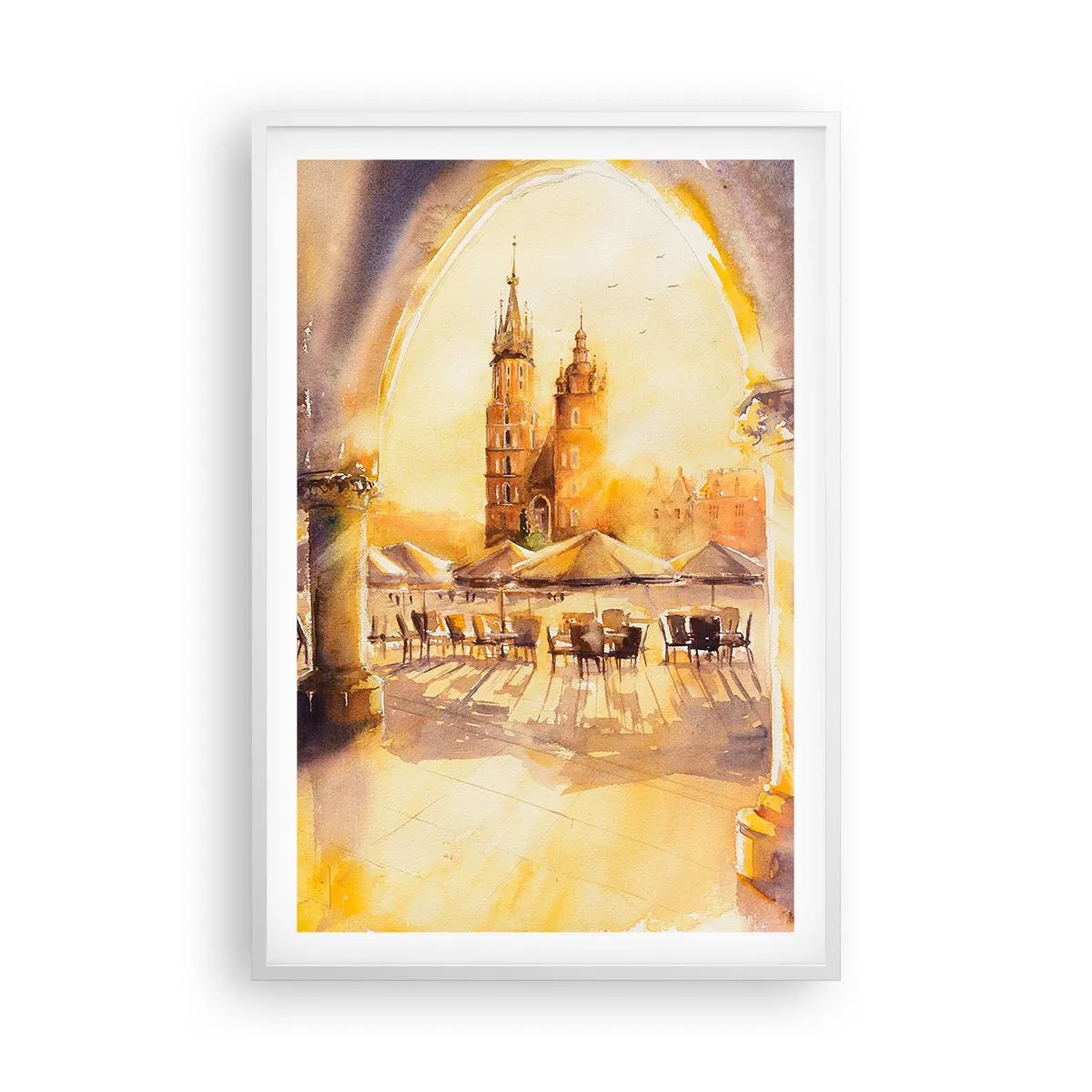 Affiche dans un cadre blanc - Poster - À l'est, sur la place du marché de Cracovie - 61x91 cm