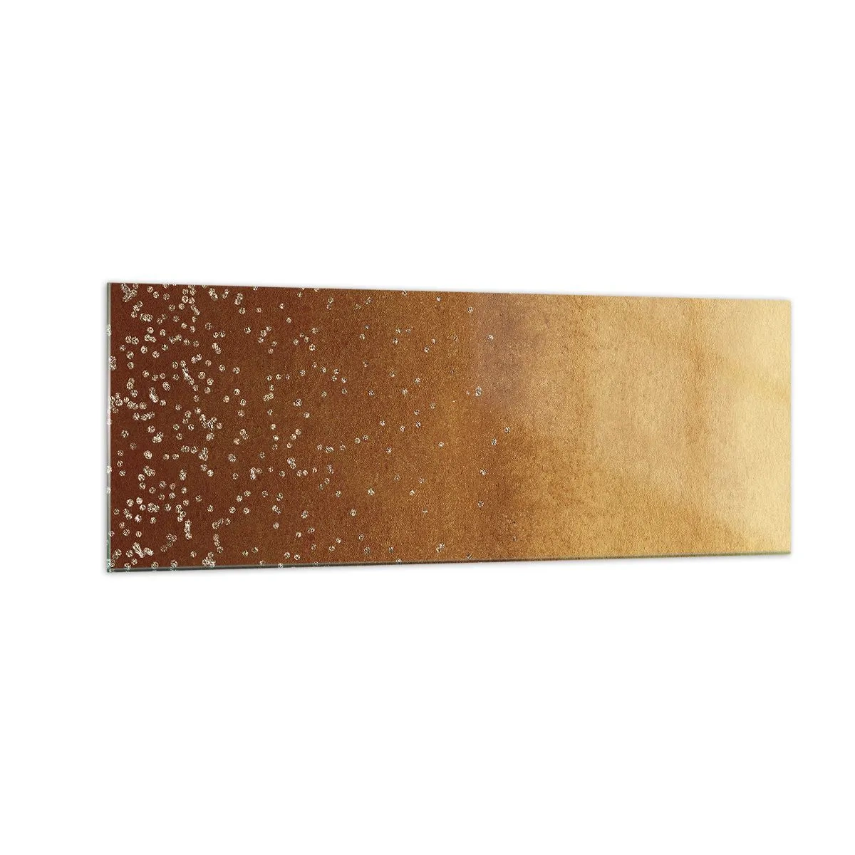 Impression sur verre - Image sur verre - Un dégradé doré avec des reflets et des embellissements subtils - 140x50cm - Origine du monde - Décoration murale moderne pour le salon et la chambre ARTTOR