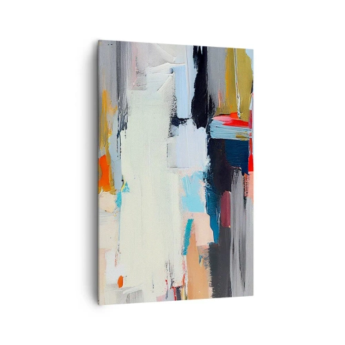 Impression sur toile - Image sur toile - Abstraction colorée avec des coups de pinceau dynamiques - 80x120cm - Y a-t-il une méthode ? - Décoration murale moderne pour le salon et la chambre ARTTOR