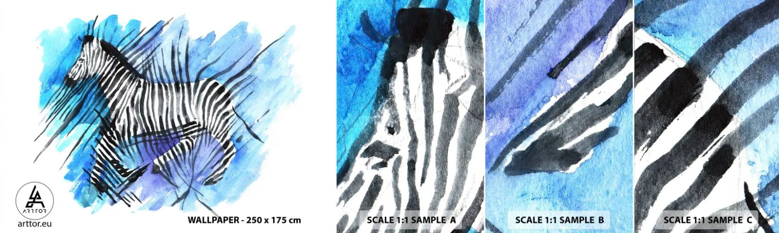 Échantillon De Papier Peint Standard Eco - Caché dans les rayures - Animaux, Côtes, Afrique - 100x30 cm