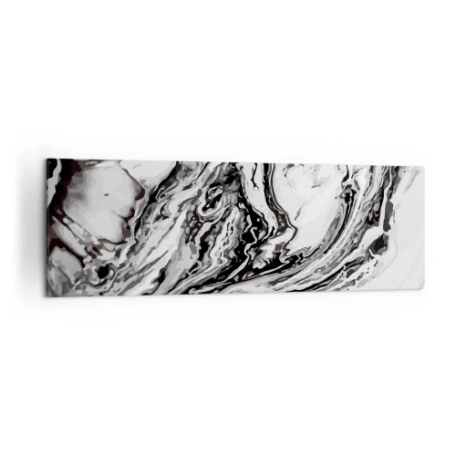 Impression sur toile - Image sur toile - Motif de marbre abstrait en noir et blanc - 160x50cm - Au début, c'était le chaos - Décoration murale moderne pour le salon et la chambre ARTTOR